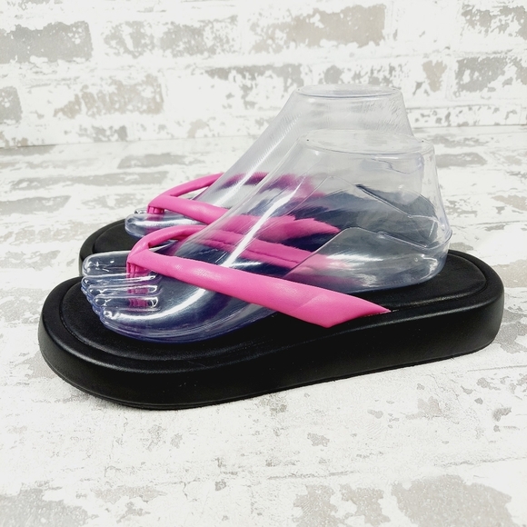 New 14th & Union Audrina Flip Flop Pink & Black Thong Platform Sandals F801 - Picture 1 of 12